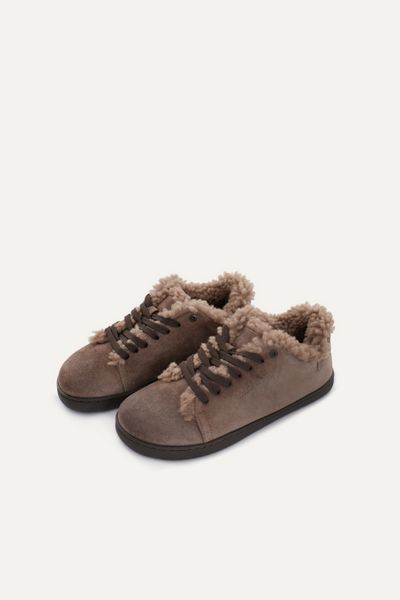 Barefoot Кеди утеплені, замша какао, коричнева овчина  КД070В 38 фото